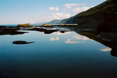 Scenic view of lake against sky