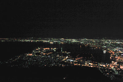 Aerial view of city at night