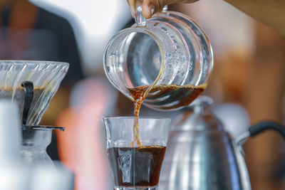 Close-up of drink in glass container
