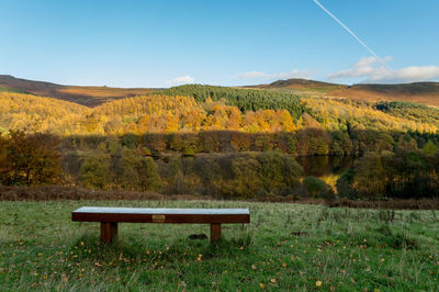 Scenic view of landscape against sky during autumn