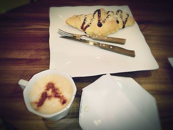 High angle view of food on table