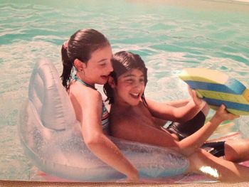 Two people relaxing in water