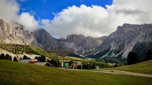 Panoramic view of landscape and mountains against sky