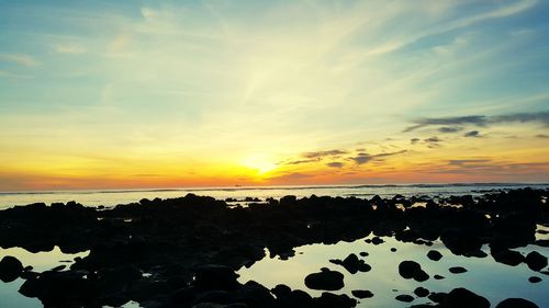 Scenic view of sea at sunset