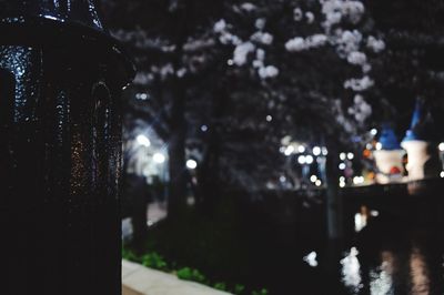 Defocused image of illuminated city at night