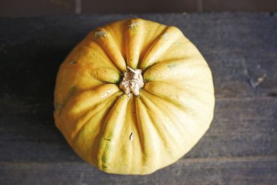 High angle view of pumpkin on table