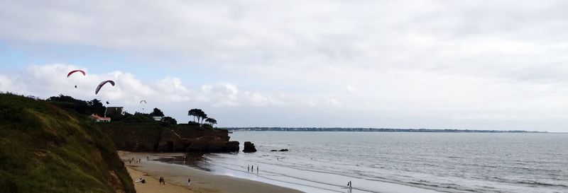 Scenic view of sea against cloudy sky