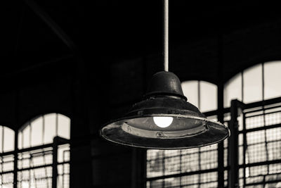 Low angle view of illuminated light bulb