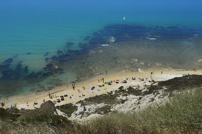 High angle view of people on beach