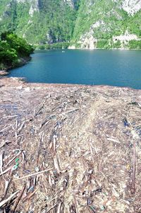 High angle view of lake