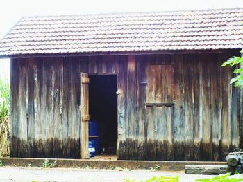 Closed door of house