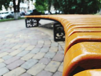 Close-up of empty bench