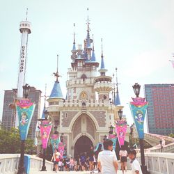 Tourists at amusement park