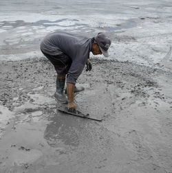 Man working in snow