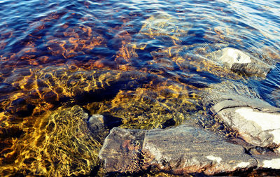 High angle view of rippled water