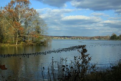 Scenic view of lake against sky