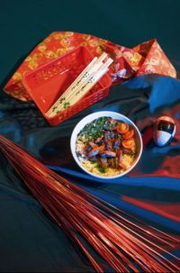 High angle view of food on table