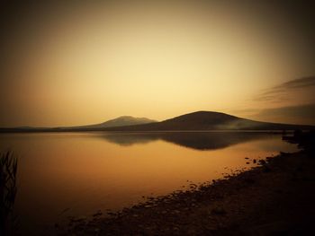 Scenic view of calm lake during sunset