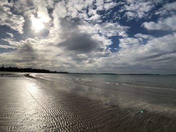 Scenic view of beach against sky