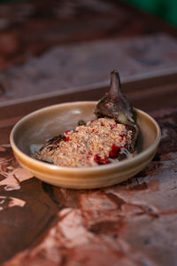 Close-up of food in bowl on table