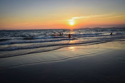 Scenic view of beach during sunset