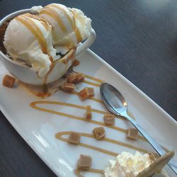 High angle view of ice cream on plate