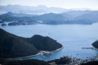 Scenic view of lake and mountains