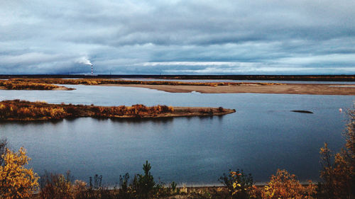 Scenic view of lake against sky