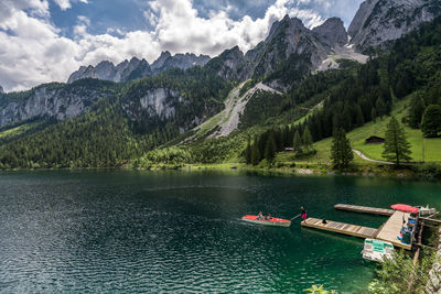 Scenic view of lake and mountains