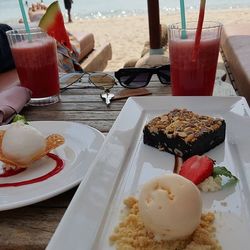 Close-up of served food in restaurant