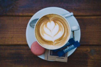 High angle view of coffee on table