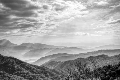 Scenic view of mountains against sky