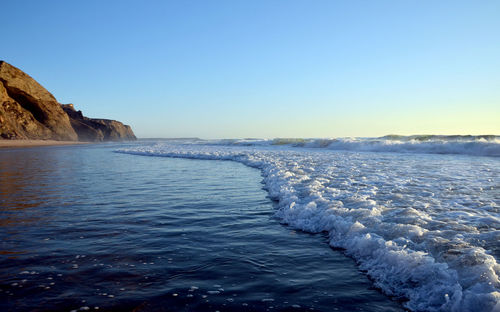 Scenic view of sea against clear sky