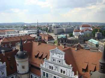 High angle view of townscape against sky