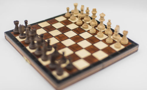 High angle view of chess board