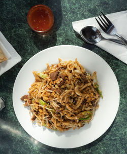 High angle view of meal served in plate