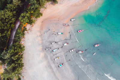 High angle view of people on beach