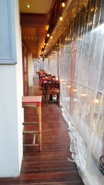 Tables and chairs in illuminated room