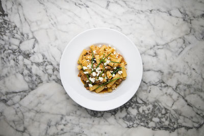 High angle view of breakfast served in bowl