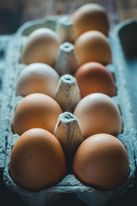 Close-up of eggs in container