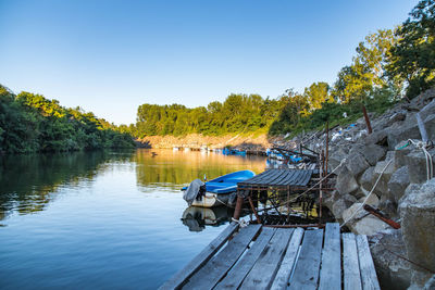Scenic view of lake against clear sky