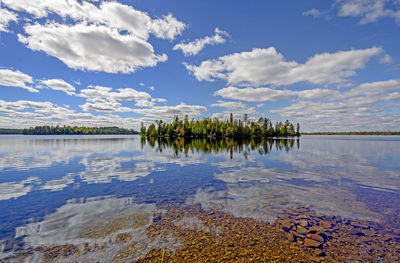 Scenic view of lake against sky