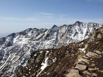 Scenic view of mountains against sky