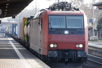 Train on railroad station platform