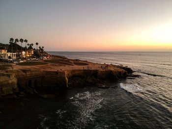 Scenic view of sea against sky during sunset