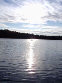 Scenic view of lake against sky at sunset