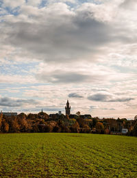 Scenic view of field against sky