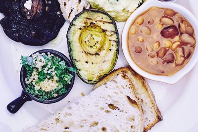 High angle view of food in plate