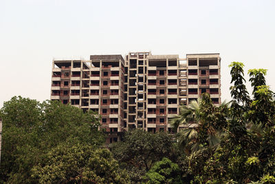 Building against clear sky