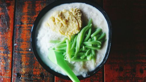 Directly above shot of food in plate